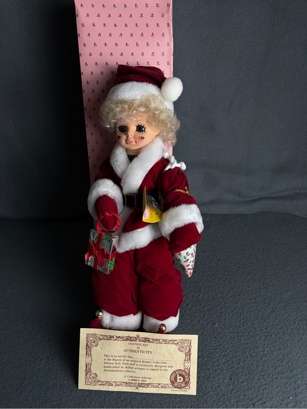 Vintage 1988 Brinn’s December Calendar Clown Doll Christmas w/ Box & Certificate